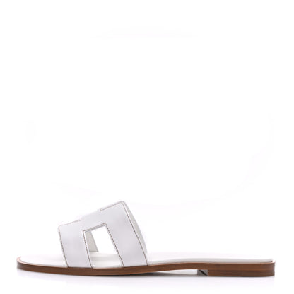 Hermes Box Calfskin Oran Sandals 37 White 1 of 9