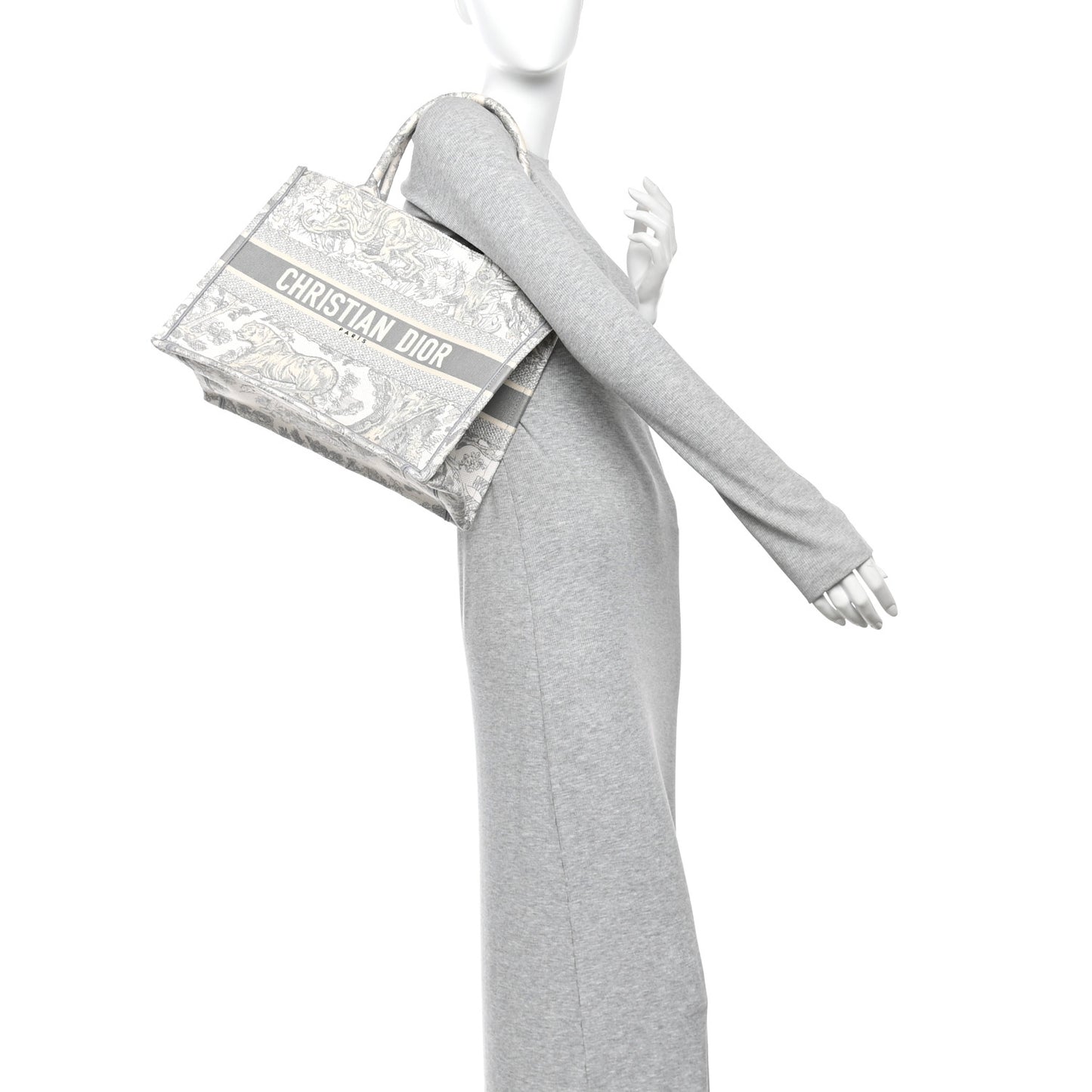 Canvas Embroidered Medium Dioriviera Toile De Jouy Book Tote Gray