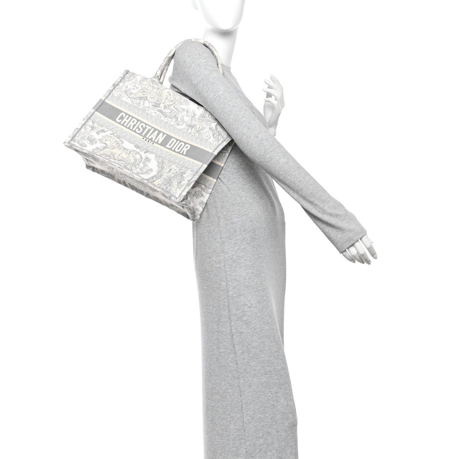Christian Dior Canvas Embroidered Medium Dioriviera Toile De Jouy Book Tote Gray 2 of 10