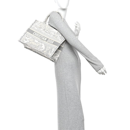 Christian Dior Canvas Embroidered Medium Dioriviera Toile De Jouy Book Tote Gray 2 of 10