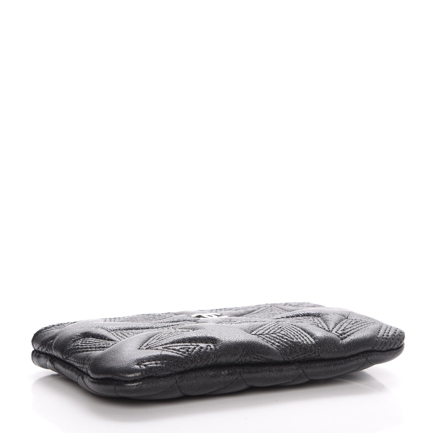 Chanel Metallic Lambskin Star Embossed Coin Purse Case Black 4 of 8