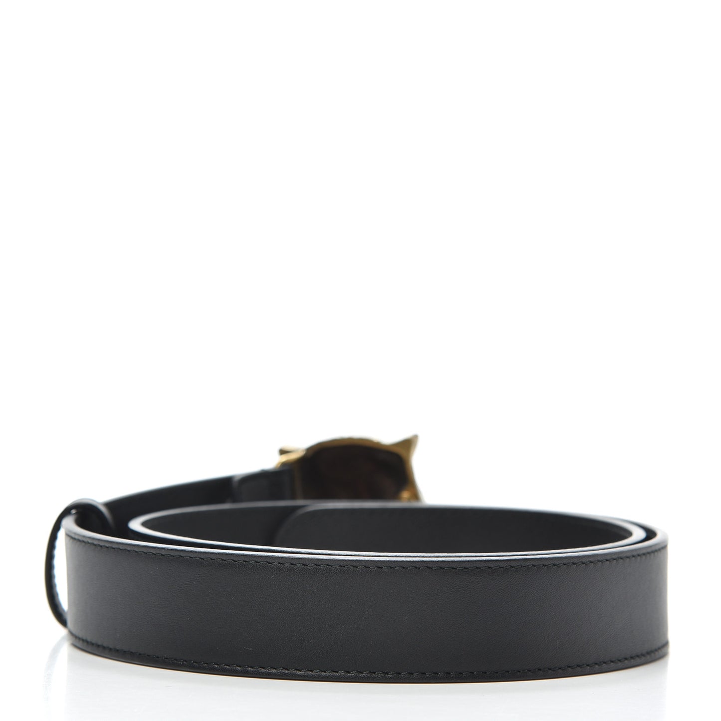 Calfskin Tiger Head Buckle Belt 80 32 Black