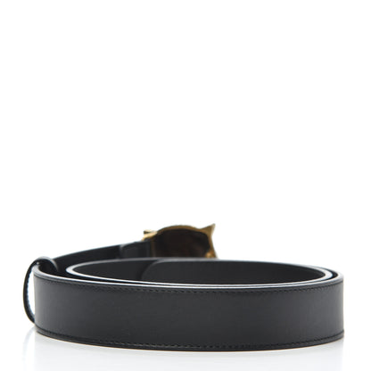 Gucci Calfskin Tiger Head Buckle Belt 80 32 Black 2 of 5