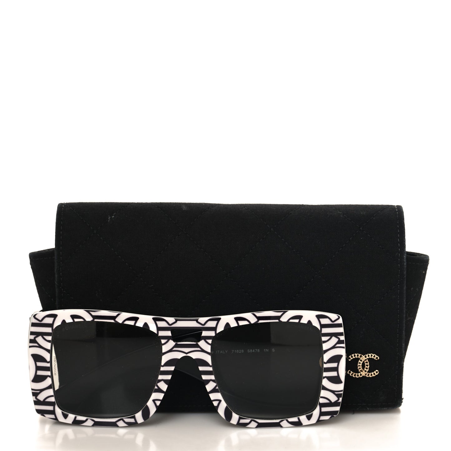 Acetate CC Logo Square Sunglasses 71628 Black White