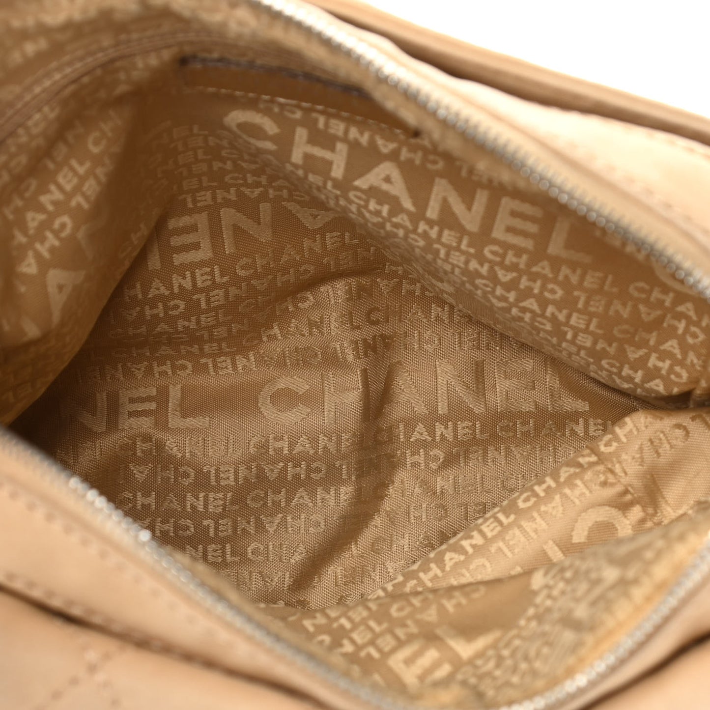 Lambskin Quilted Shoulder Flap Bag Beige