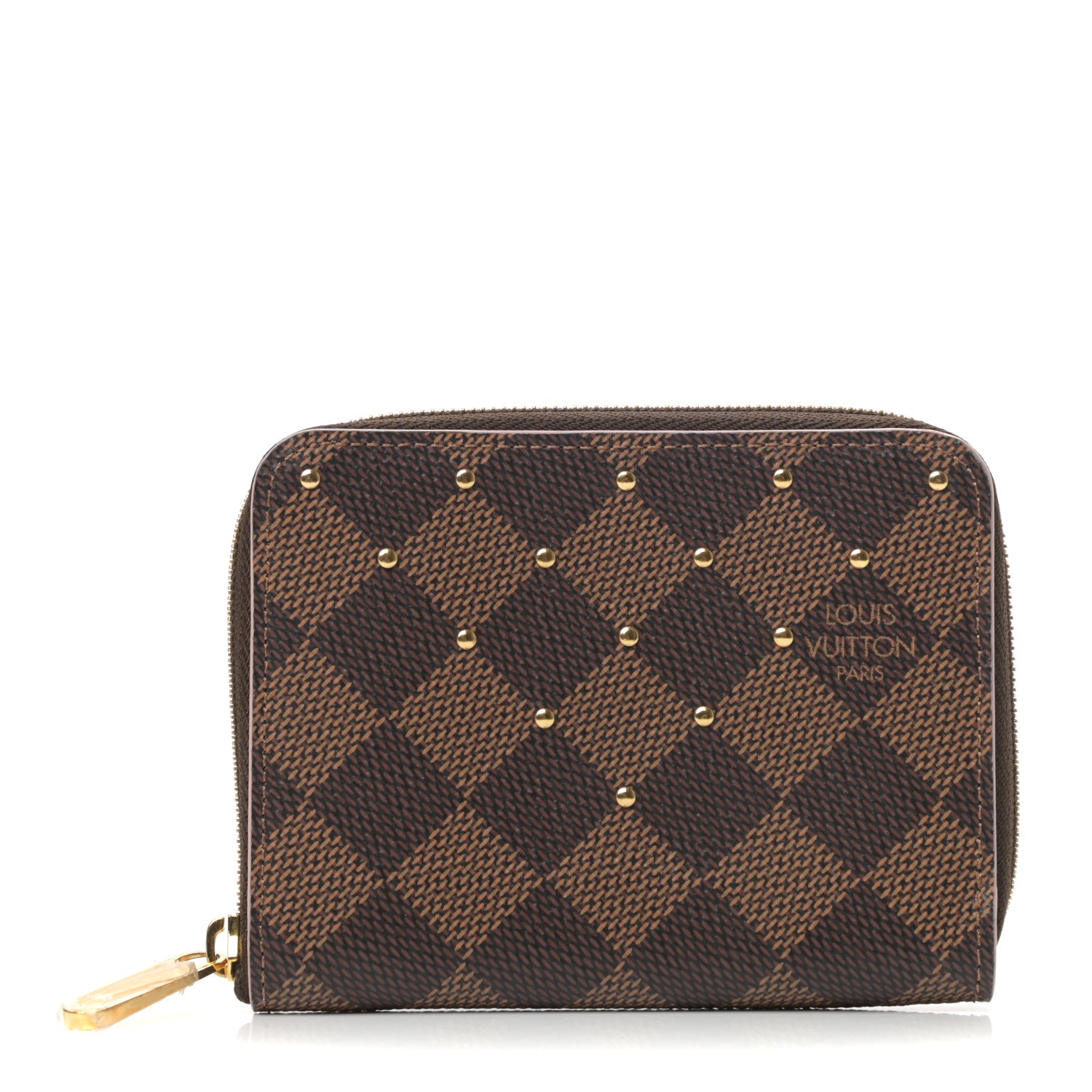 Louis Vuitton Damier Ebene Studded Zippy Coin Purse Rose Ballerine 1 of 7