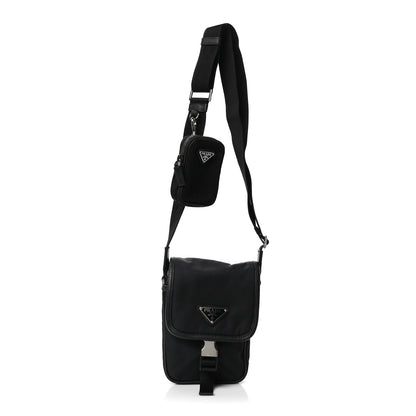 Prada Re-Nylon Saffiano Mini Pocket Single Snap Buckle Messenger Bag Black 1 of 10