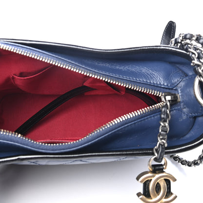 Chanel Aged Calfskin Quilted Small Gabrielle Hobo Navy Black 4 of 4