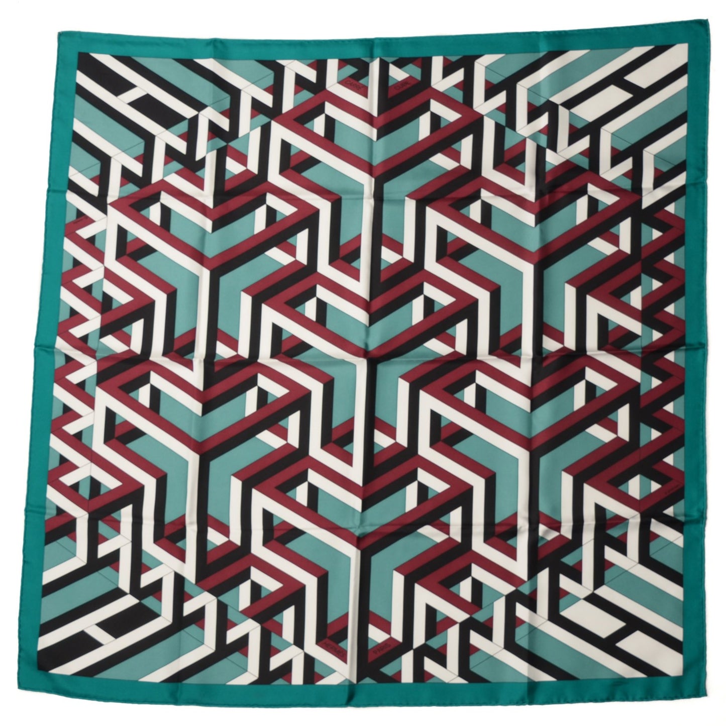 Silk Carre Cube Scarf 90 Canard Blanc Veronese