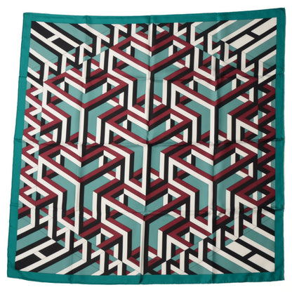 Hermes Silk Carre Cube Scarf 90 Canard Blanc Veronese 2 of 6