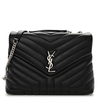 Saint Laurent Calfskin Y Quilted Monogram Medium Loulou Chain Satchel Black 1 of 16