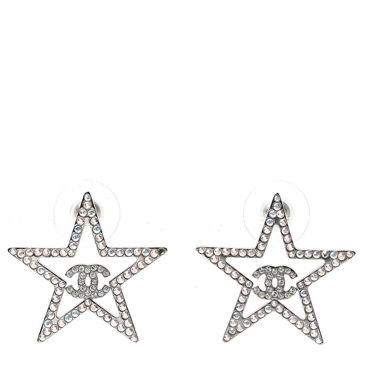 Ruthenium Crystal Star CC Earrings Iridescent Pink