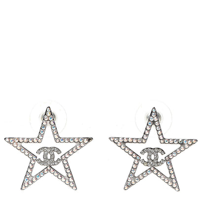 Chanel Ruthenium Crystal Star CC Earrings Iridescent Pink 1 of 5