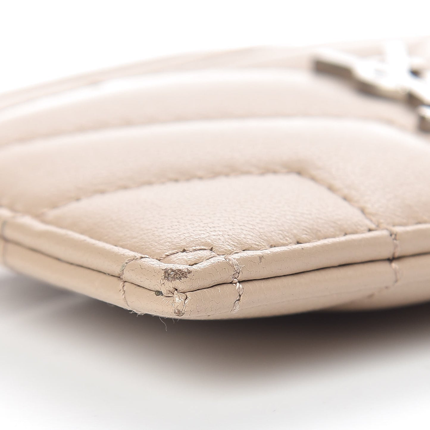 Calfskin Y Quilted Monogram LouLou Credit Card Case Nude Powder