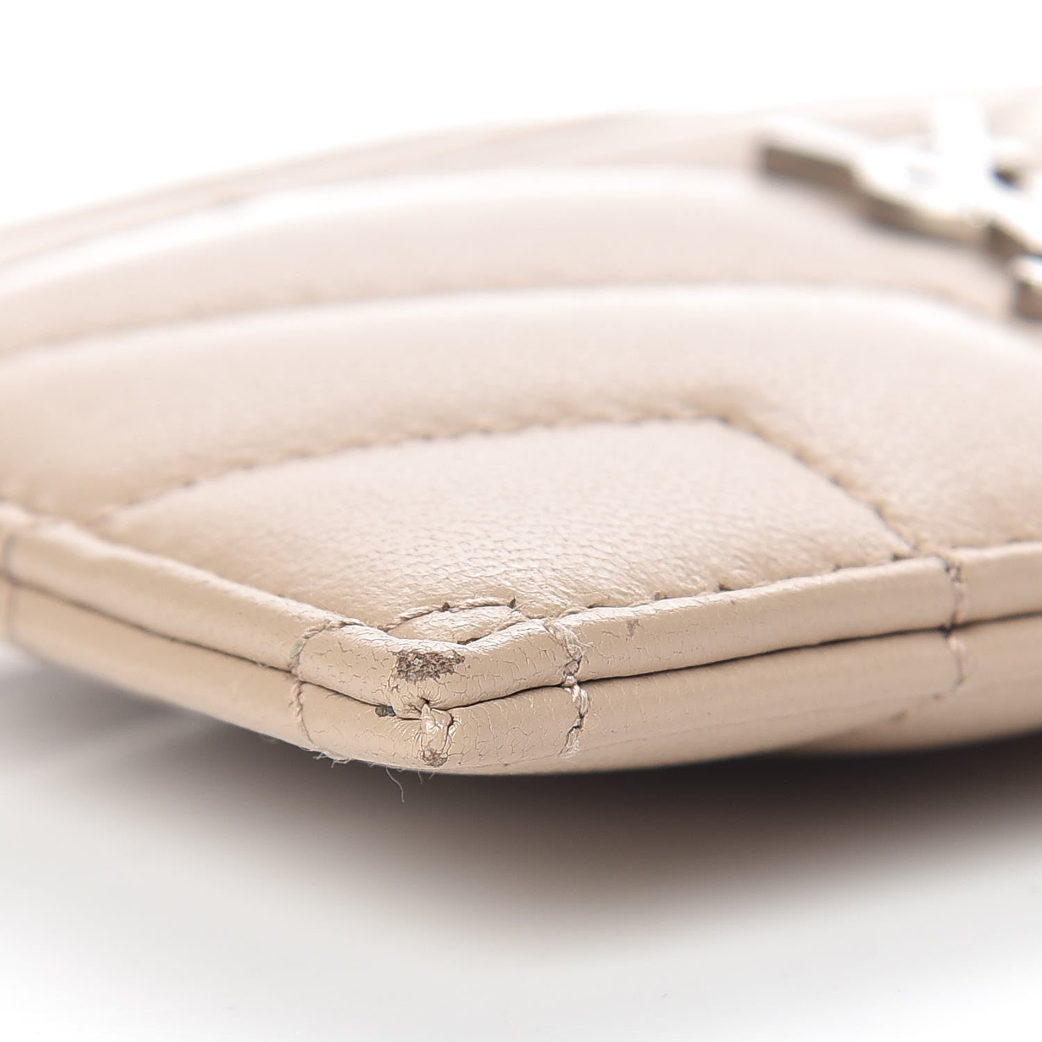 Saint Laurent Calfskin Y Quilted Monogram LouLou Credit Card Case Nude Powder 9 of 13
