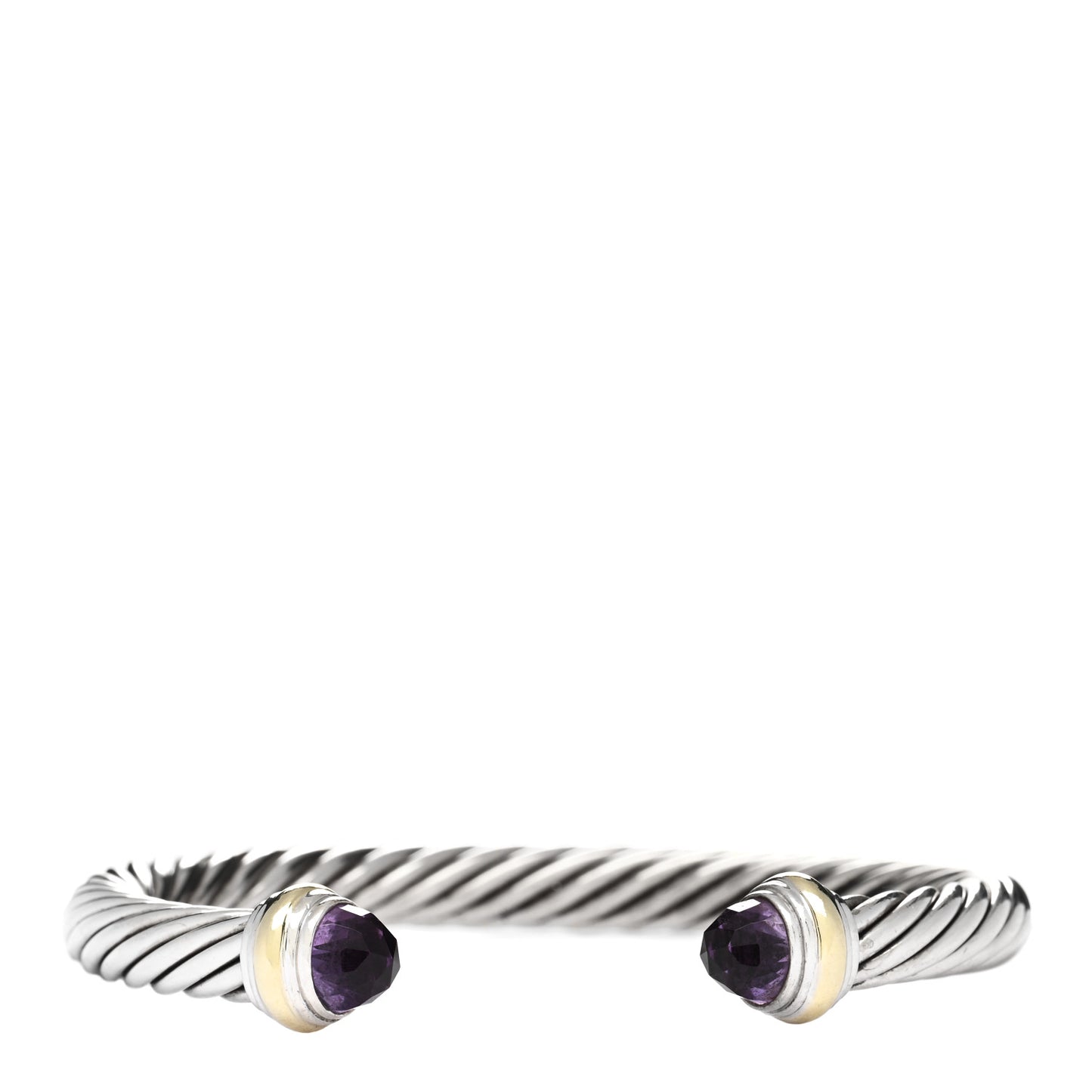 Sterling Silver 14K Yellow Gold Amethyst 7mm Cable Classics Bracelet