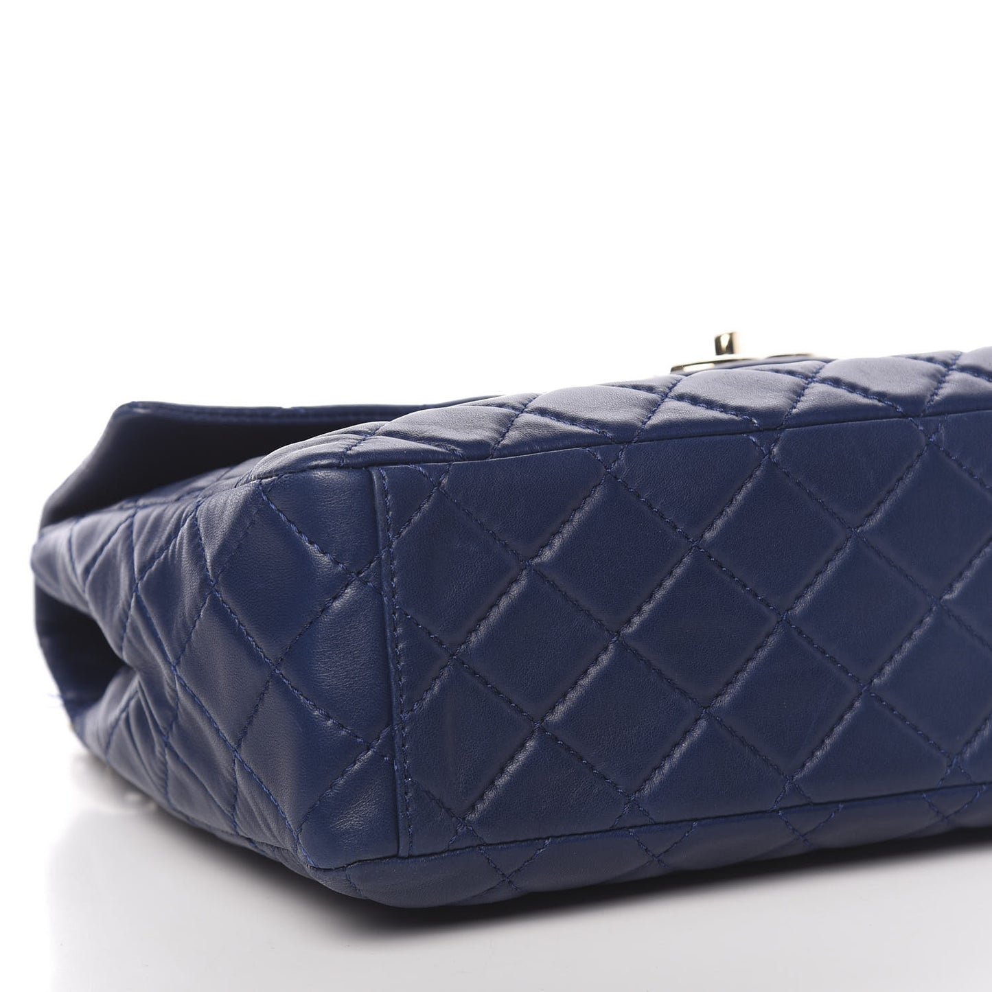 Lambskin Quilted Maxi Single Flap Dark Blue