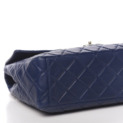 Chanel Lambskin Quilted Maxi Single Flap Dark Blue 11 of 12