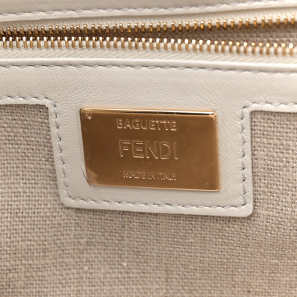 Fendi Linen Canvas Vitello King Painting Baguette With Marker Kit White 7 of 16