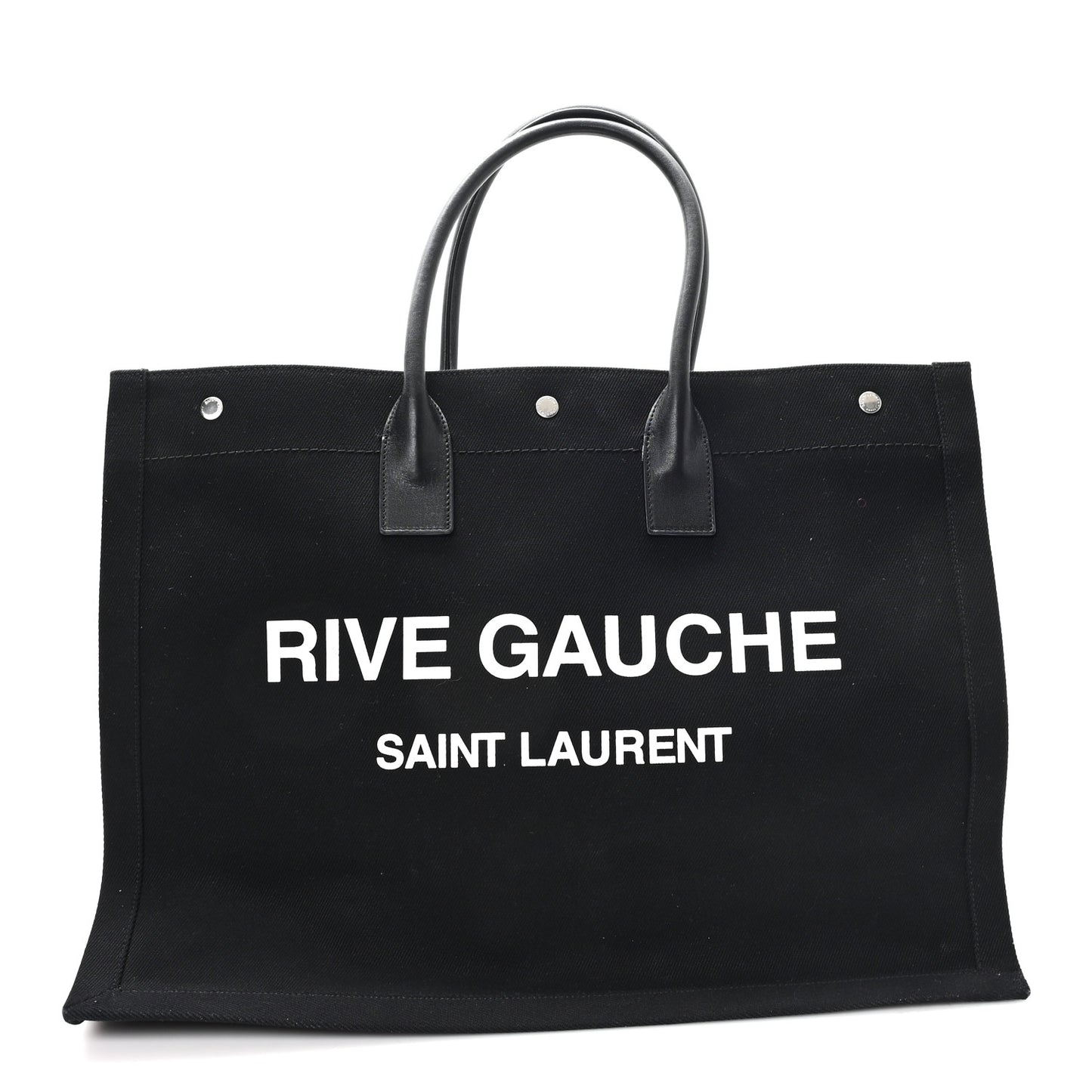 Linen Calfskin Rive Gauche Tote Black