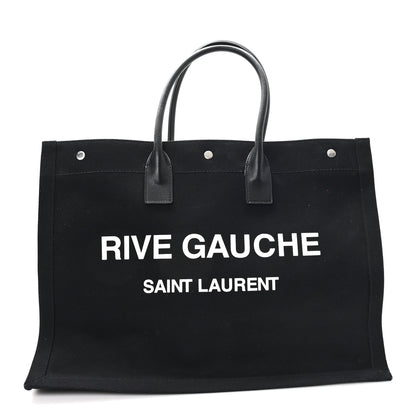 Saint Laurent Linen Calfskin Rive Gauche Tote Black 1 of 9