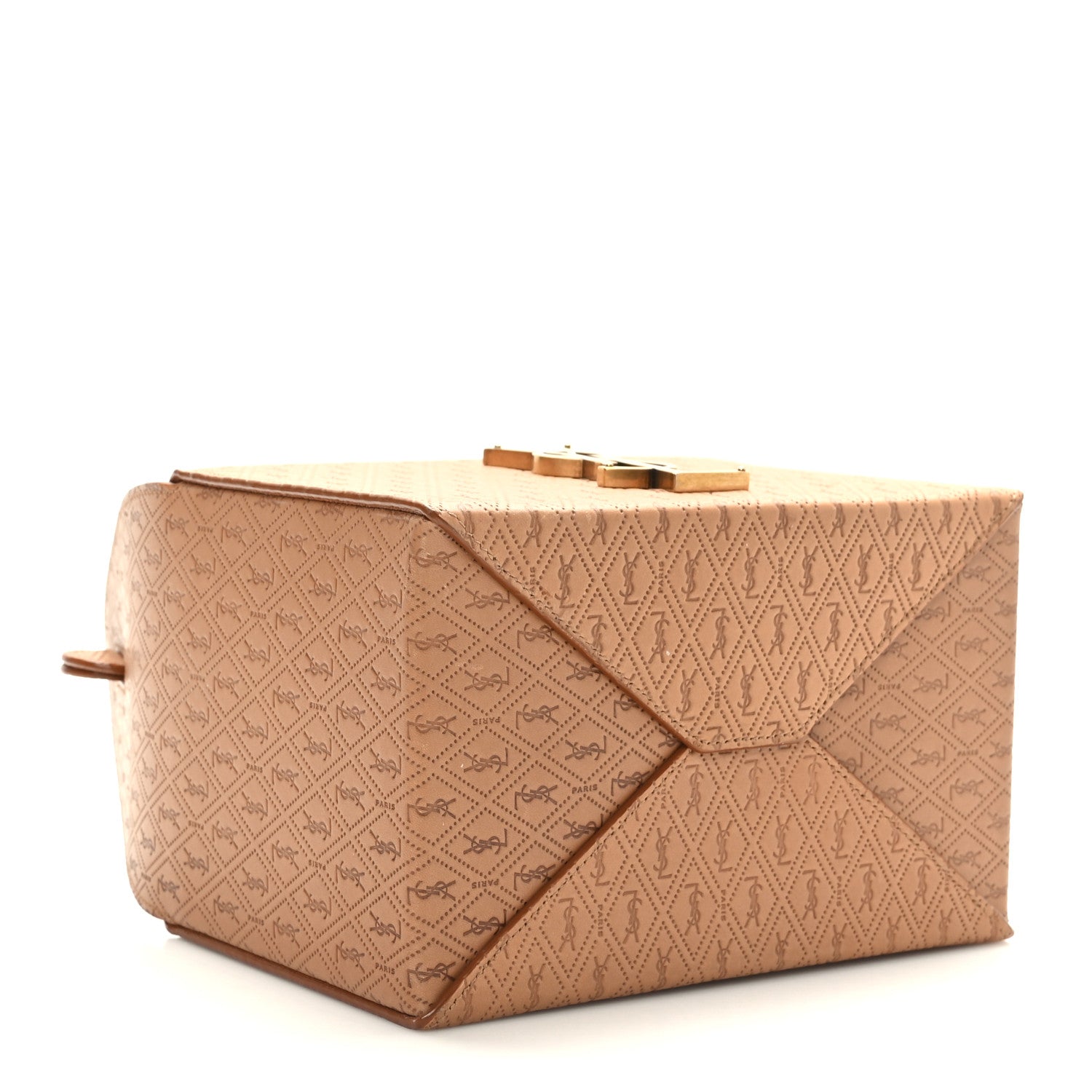 Saint Laurent Calfskin Monogram Take Away Box Dusty Vintage Brown Gold 4 of 11