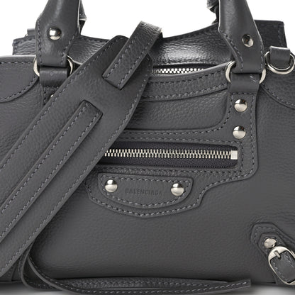 Balenciaga Grained Calfskin Neo Classic Silver Hardware Mini City Dark Grey 7 of 11