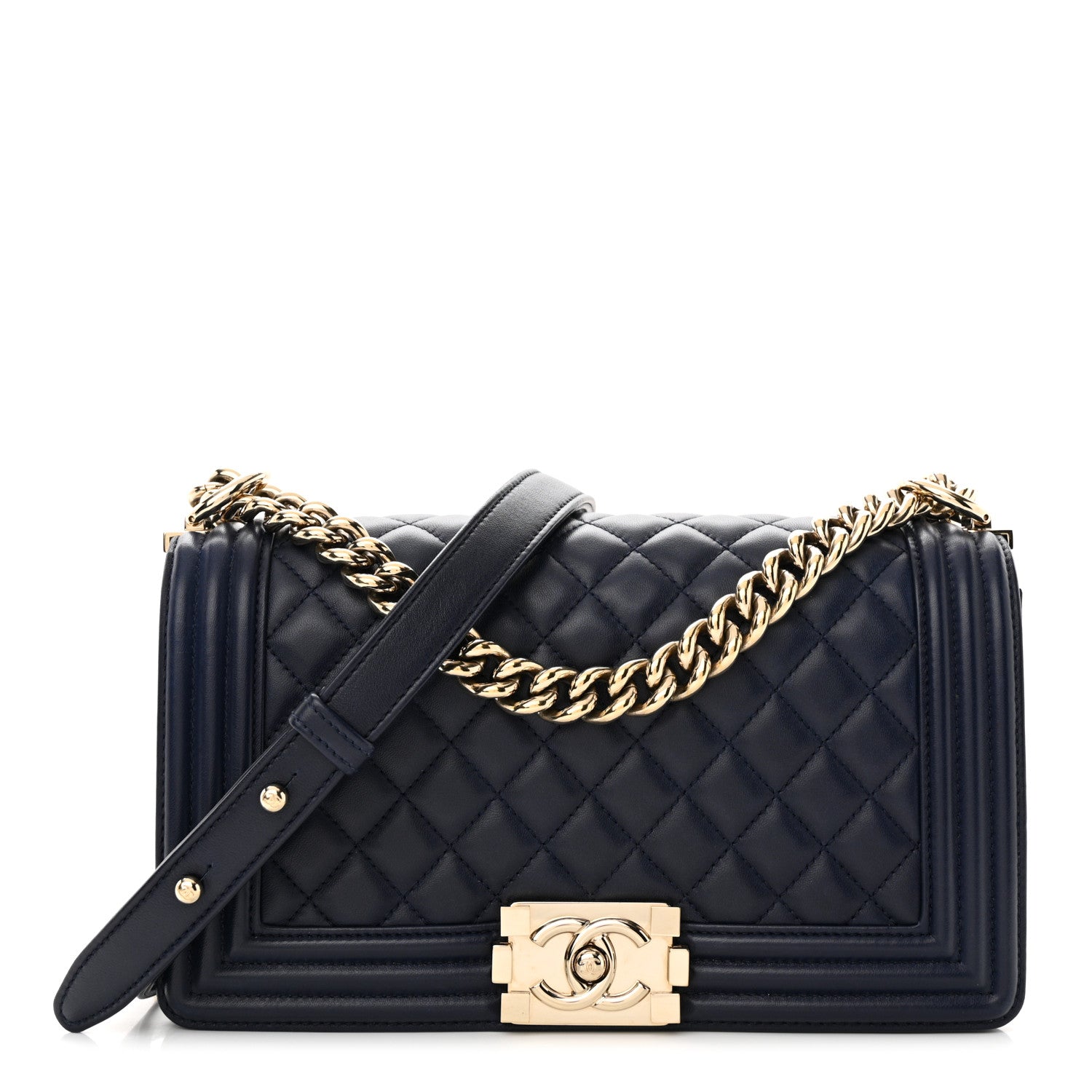Chanel Lambskin Quilted Medium Boy Flap Dark Blue 1 of 12