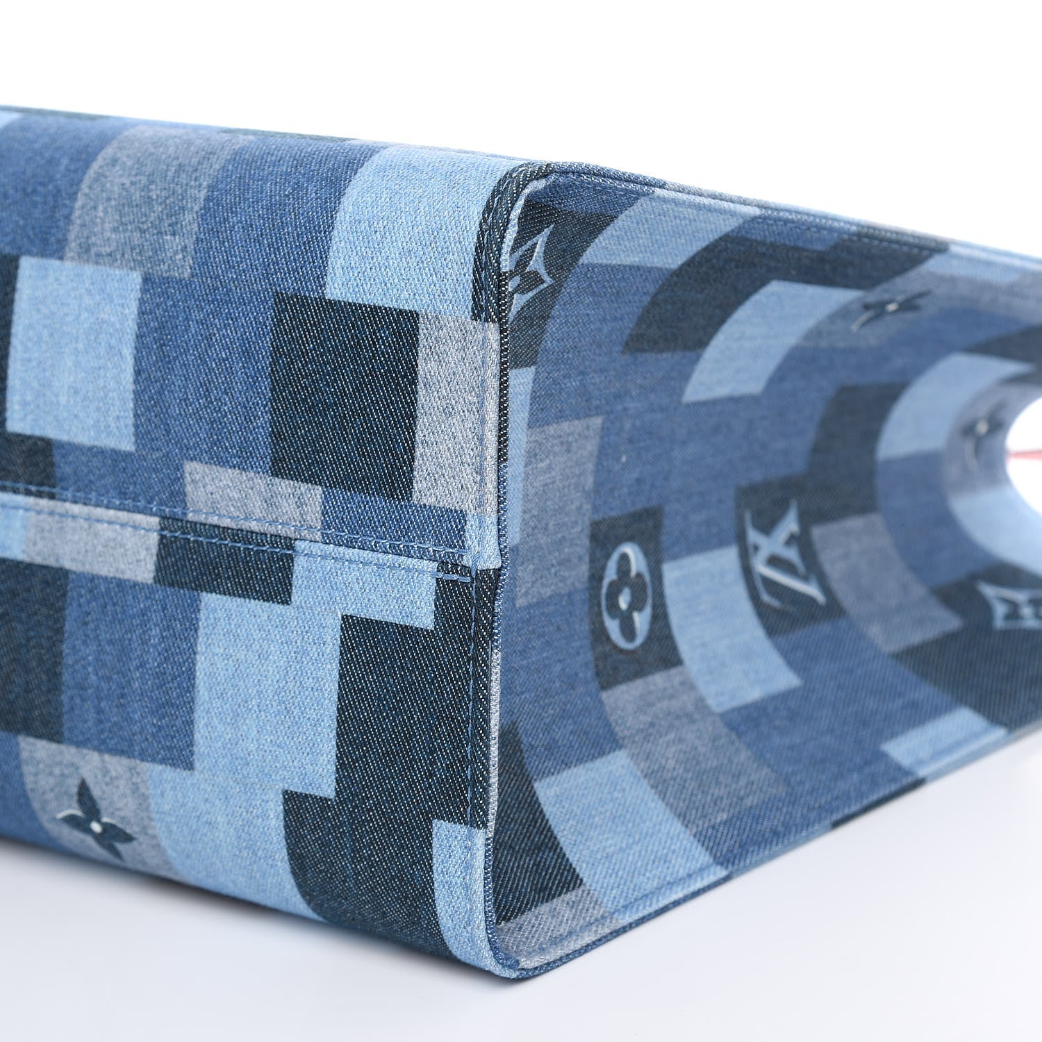 Louis Vuitton Denim Damier Monogram Onthego Blue Rouge 9 of 10
