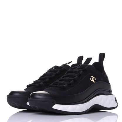 Chanel Velvet Calfskin Mixed Fibers CC Sneakers 35.5 Black 3 of 11