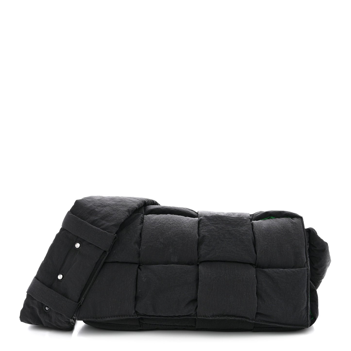 Nylon Intrecciato Padded Tech Cassette Bag Black Green