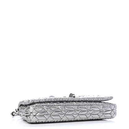 Miu Miu Metallic Nappa Matelasse Crystal Flap Clutch Cromo 3 of 4