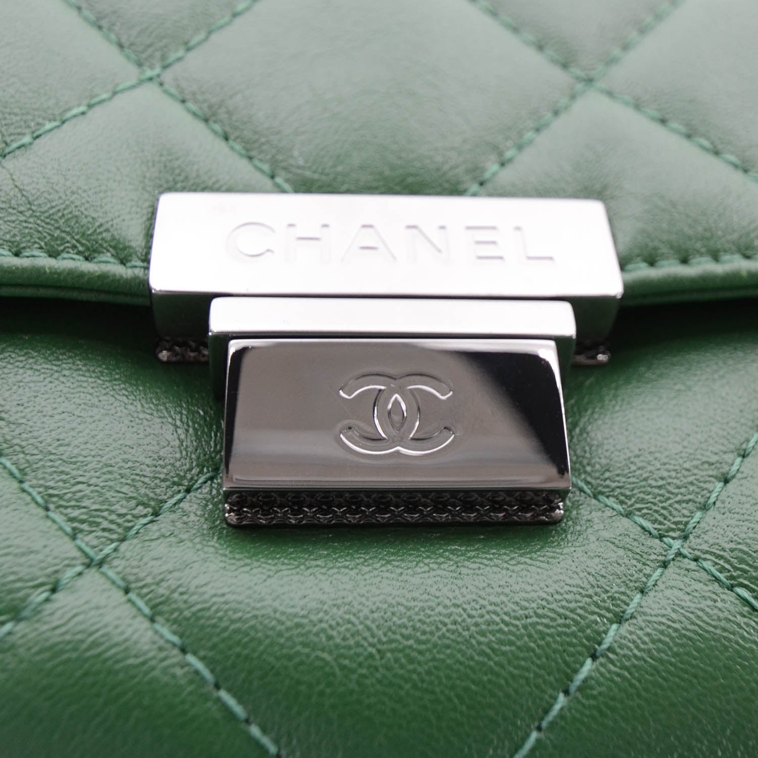 Chanel Leather Quilted Heart and Clove Flap Bag Green 9 of 12