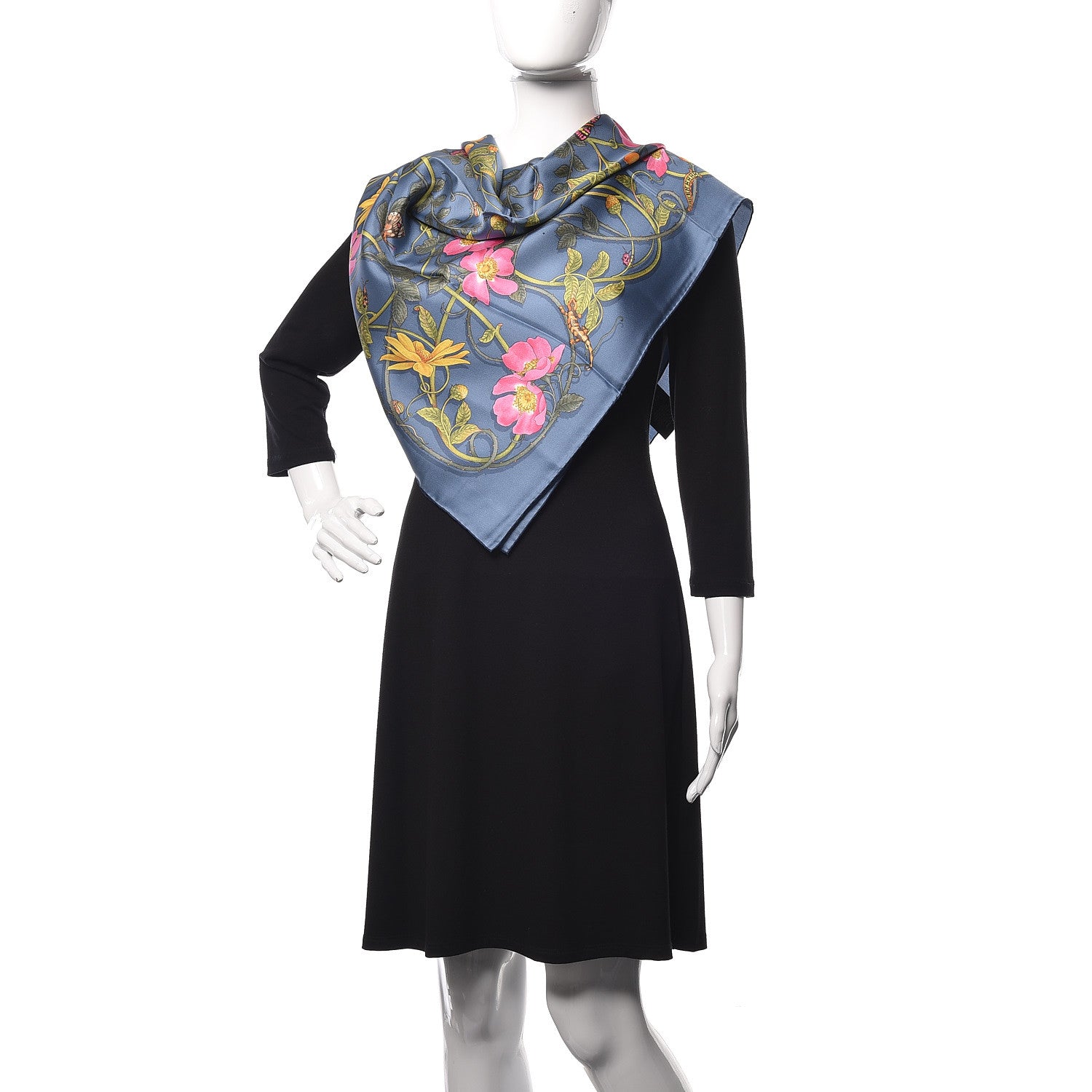 Gucci Silk Twill Flowerwebby Square Scarf Sky Blue 2 of 6
