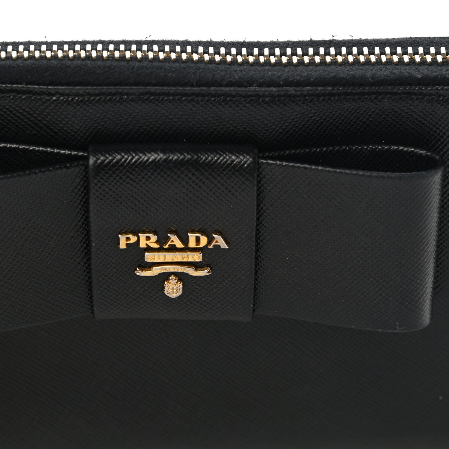 Prada Saffiano Fiocco Bow Zip Around Wallet Black 16 of 17
