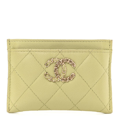 Chanel Caviar Quilted French New Wave Card Holder Light Green 1 of 8