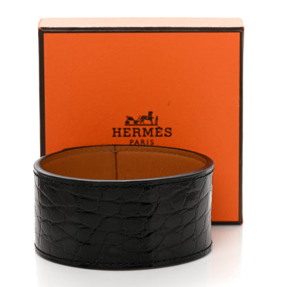 Hermes Alligator Wide Jack Bracelet M Black 6 of 6