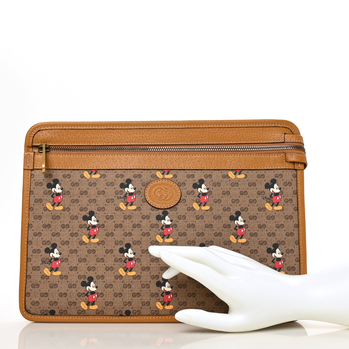 X DISNEY Mini Vintage GG Supreme Monogram Mickey Mouse Documents Holder Beige Vintage Sun Oil