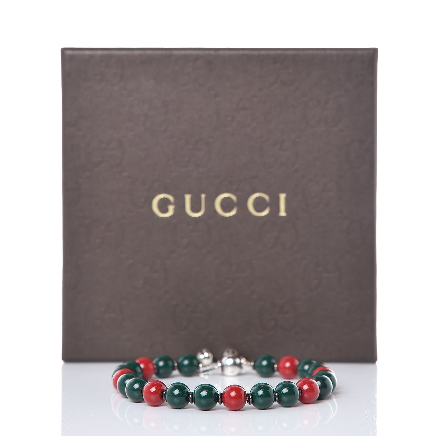 Gucci Sterling Silver Wood Boule Britt Bracelet Green 6 of 6