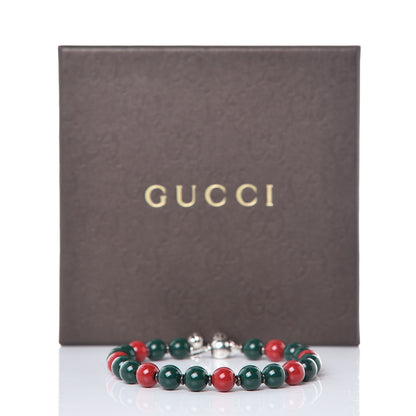 Gucci Sterling Silver Wood Boule Britt Bracelet Green 6 of 6