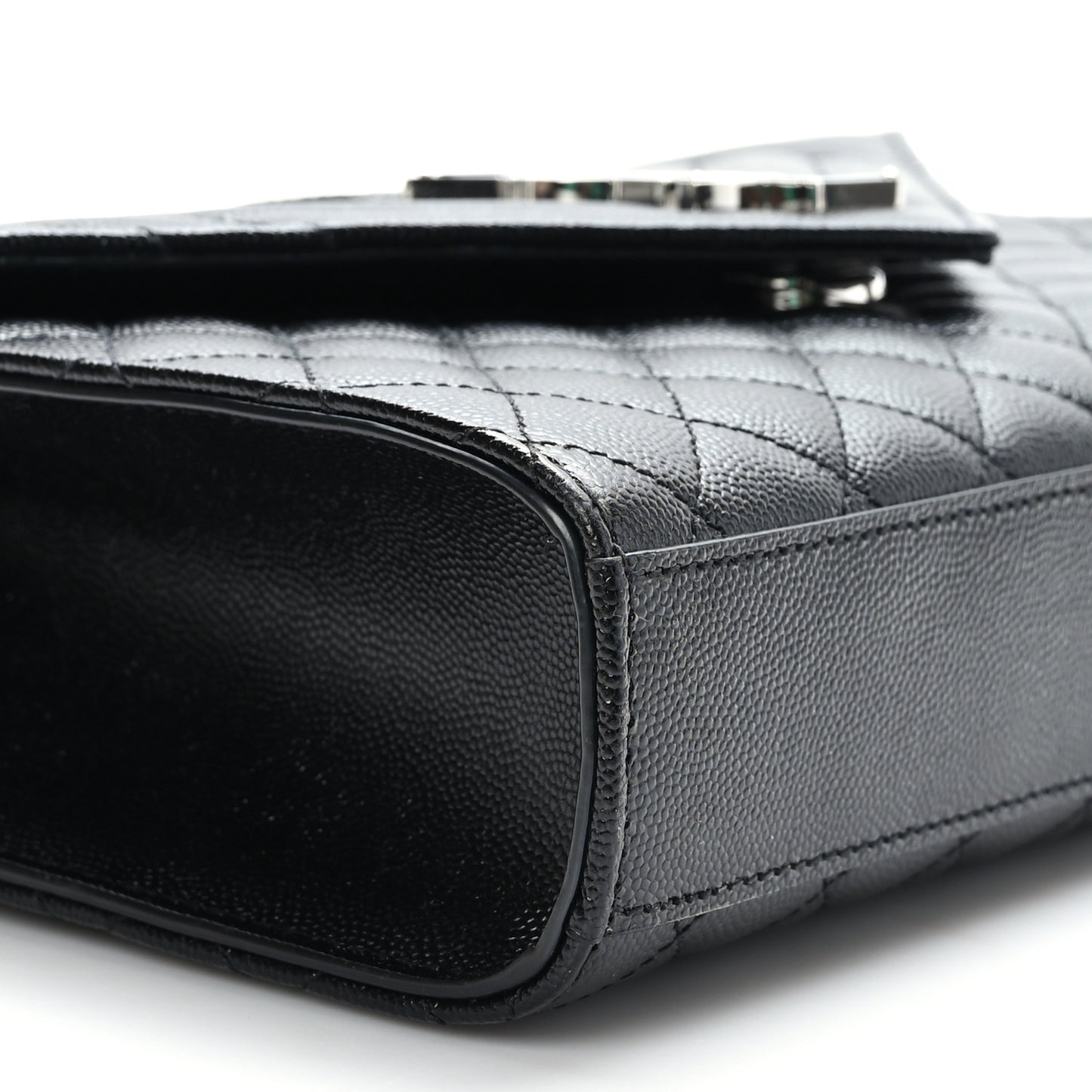 Grain De Poudre Textured Mixed Matelasse Triquilt Medium Monogram Satchel Black