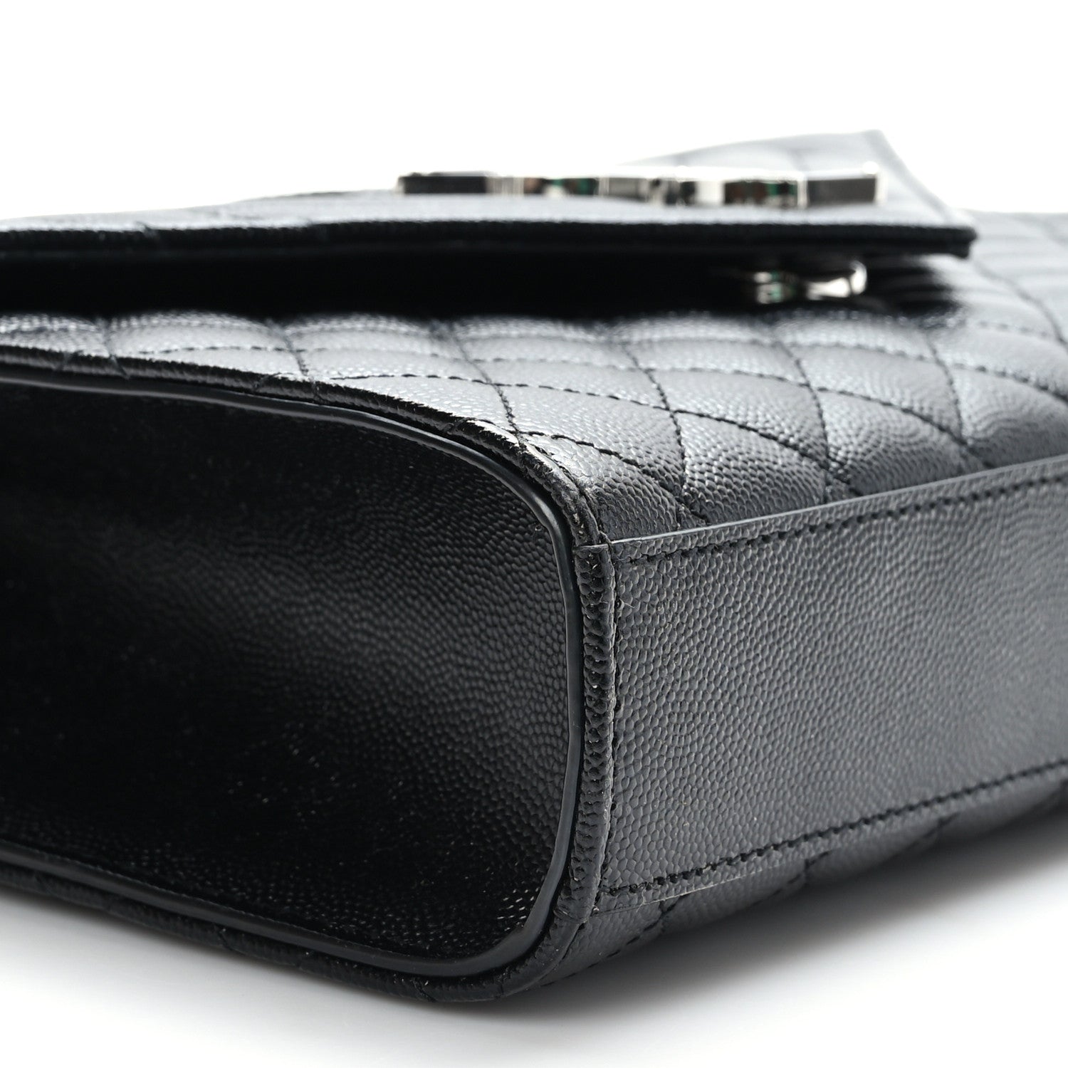 Saint Laurent Grain De Poudre Textured Mixed Matelasse Triquilt Medium Monogram Satchel Black 7 of 8