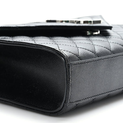Saint Laurent Grain De Poudre Textured Mixed Matelasse Triquilt Medium Monogram Satchel Black 7 of 8