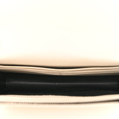 Saint Laurent Grain De Poudre Matelasse Chevron Monogram Envelope Chain Wallet White 5 of 21