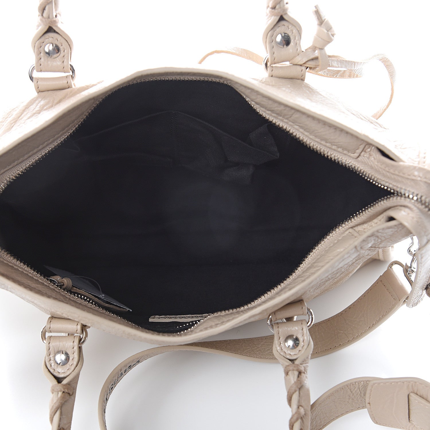 Balenciaga Agneau Classic Silver Hardware S City Logo Strap Light Beige Black 4 of 7