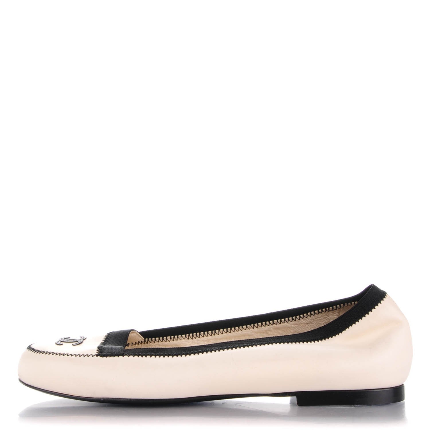 Chanel Lambskin Elastic Mocassin CC Flats 41 White Black 1 of 7