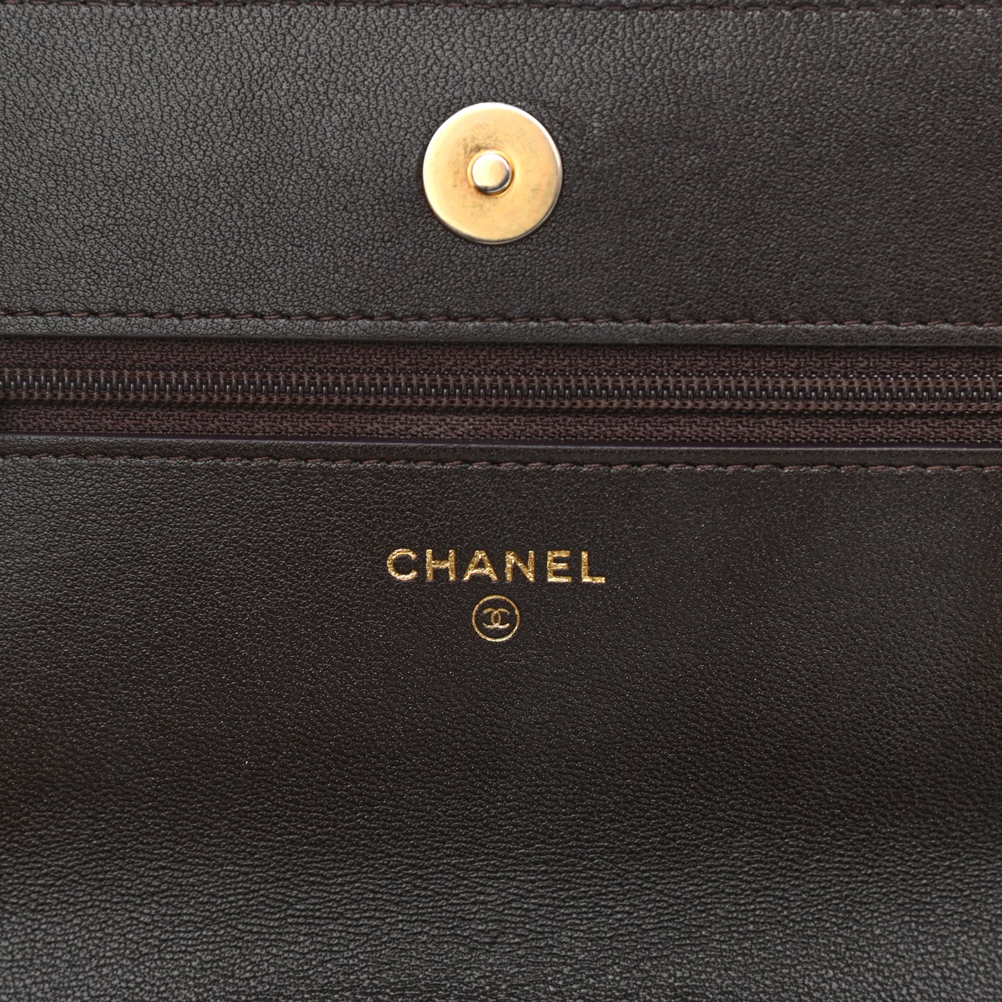 Lambskin Quilted Chanel 19 Wallet On Chain WOC Dark Brown