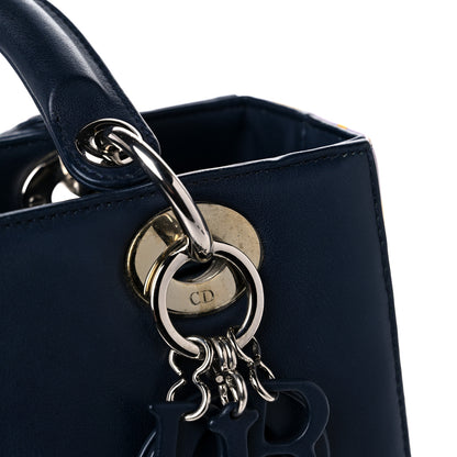 Christian Dior Calfskin Flower Printed Medium Lady Dior Navy Multicolor 15 of 16