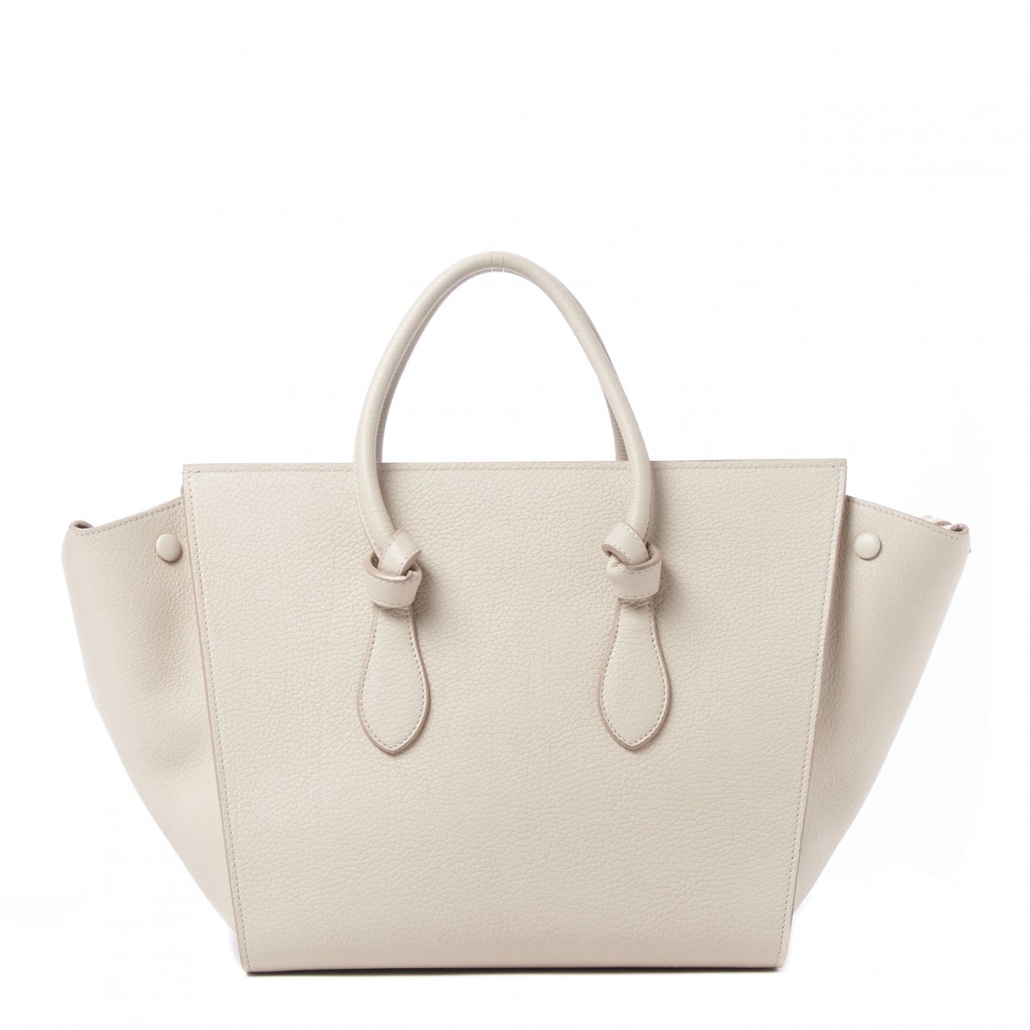 Crisped Calfskin Tie Knot Small Tote Chalk