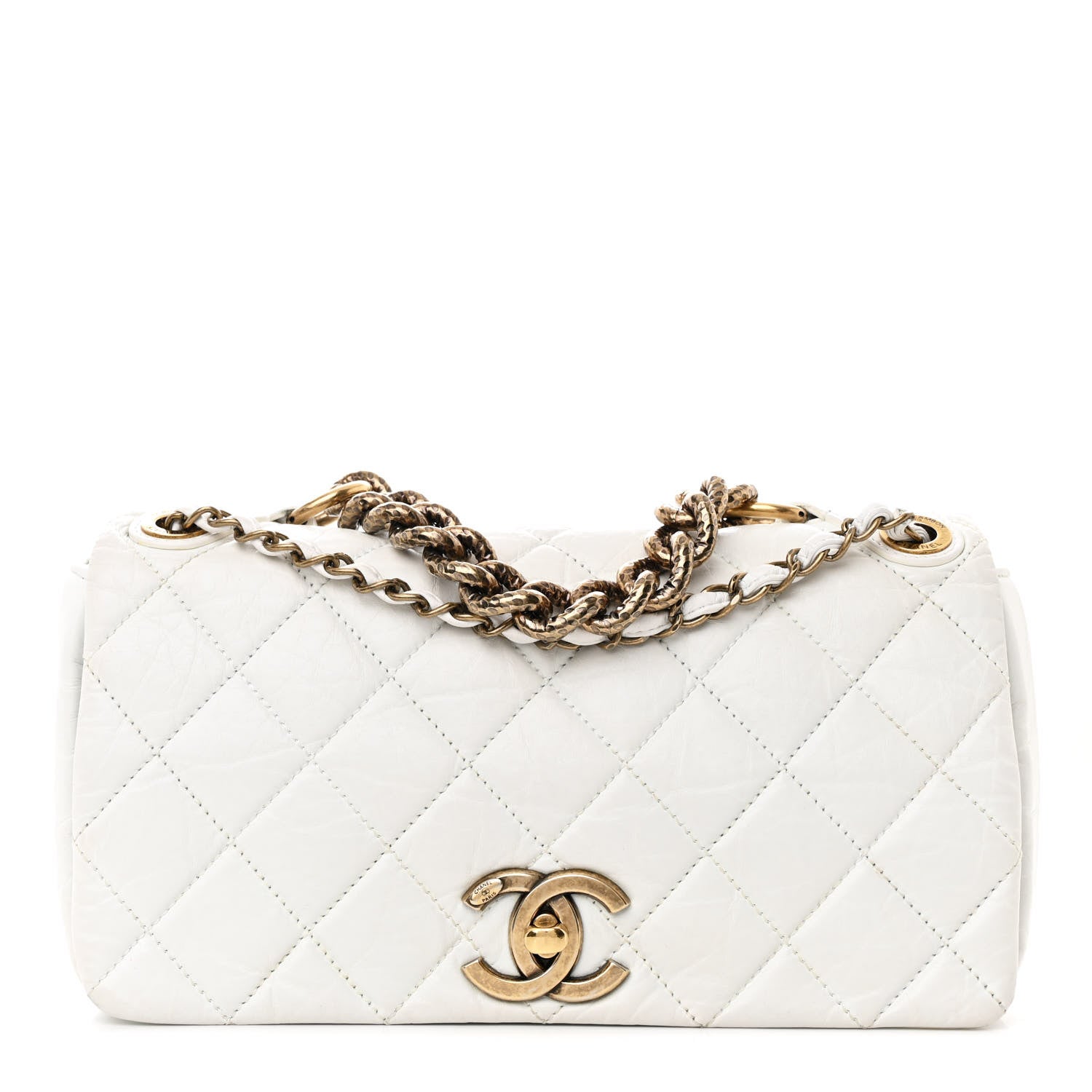 Chanel Aged Calfskin Quilted Medium Pondichery Flap White 1 of 10